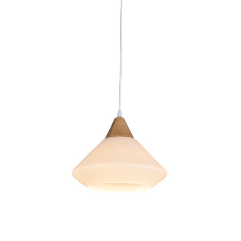 1 salle à manger légère Diamond plafonnier Pendard en bois moderniste avec une teinte en verre blanc diamant