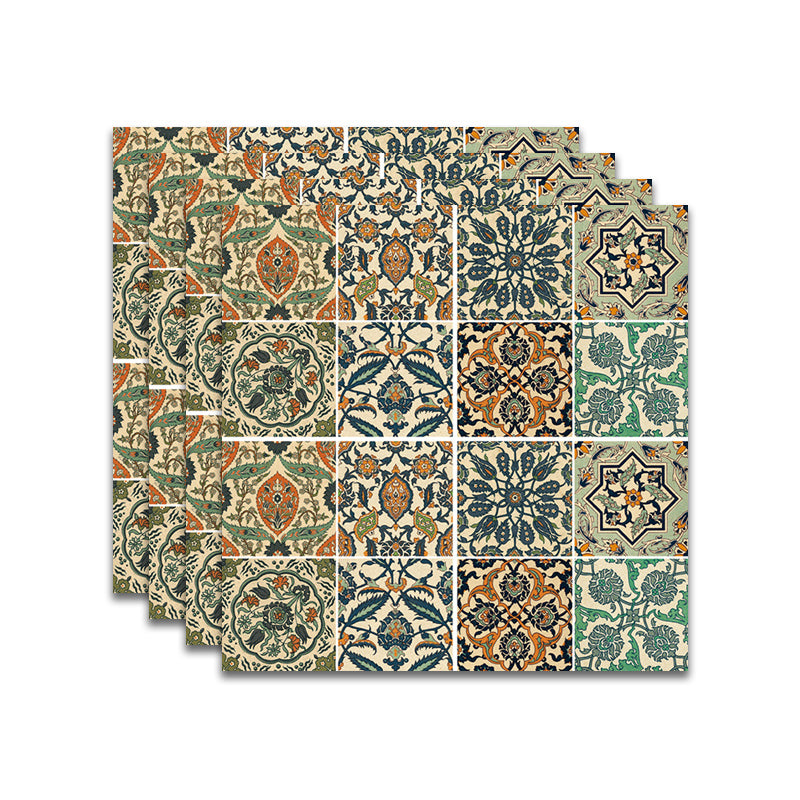 Spanish Pattern Singular Tile Mildew Resistant Peel & Stick Tile for Backsplash Wall