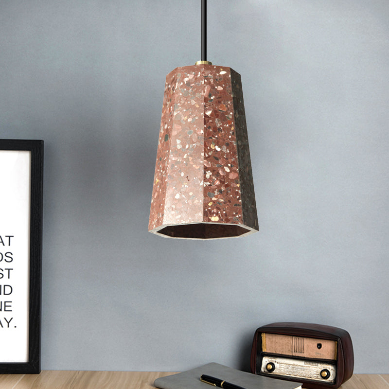 Polygon Restaurant Plafond Pendant Light Terrazzo 1 Head Nordic Hanging Lamp Kit en noir / rouge / vert