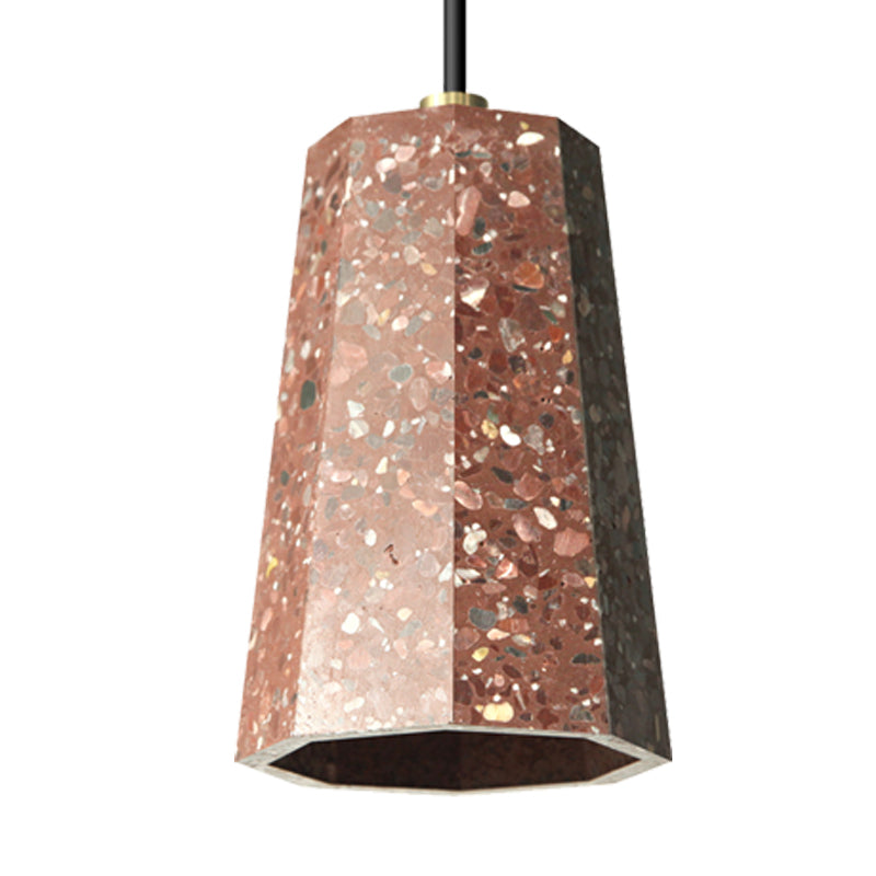 Polygon Restaurant Plafond Pendant Light Terrazzo 1 Head Nordic Hanging Lamp Kit en noir / rouge / vert