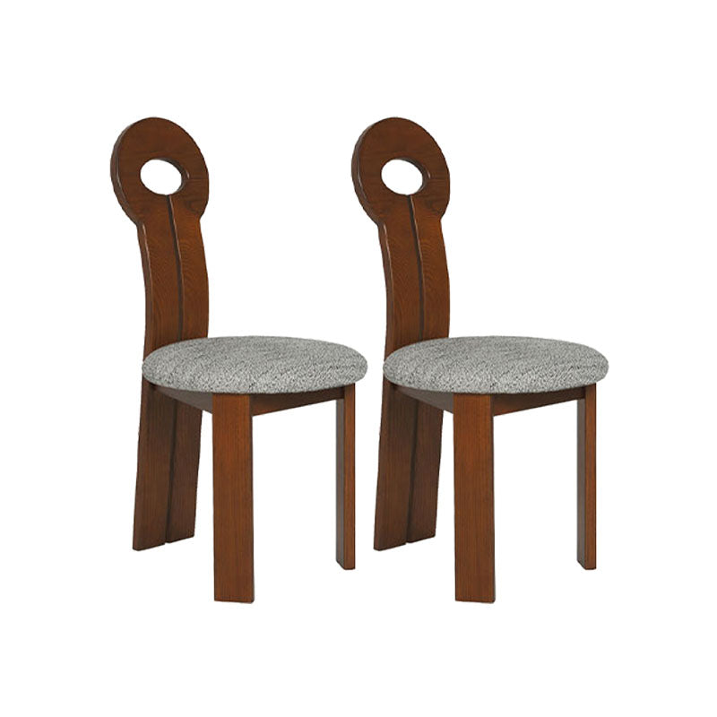 Solid Wood Frame Side Chair Slat Back Side Chair with Linen Upholstered