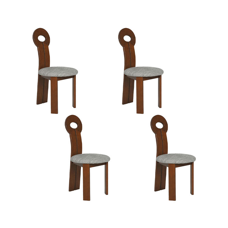 Solid Wood Frame Side Chair Slat Back Side Chair with Linen Upholstered