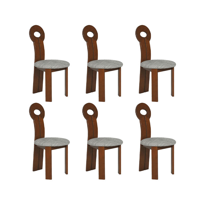 Solid Wood Frame Side Chair Slat Back Side Chair with Linen Upholstered