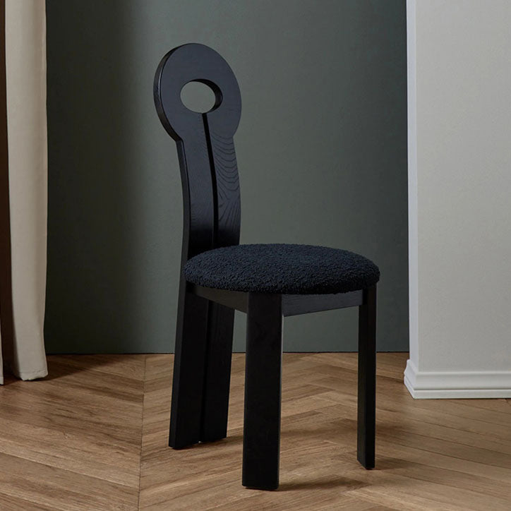 Solid Wood Frame Side Chair Slat Back Side Chair with Linen Upholstered