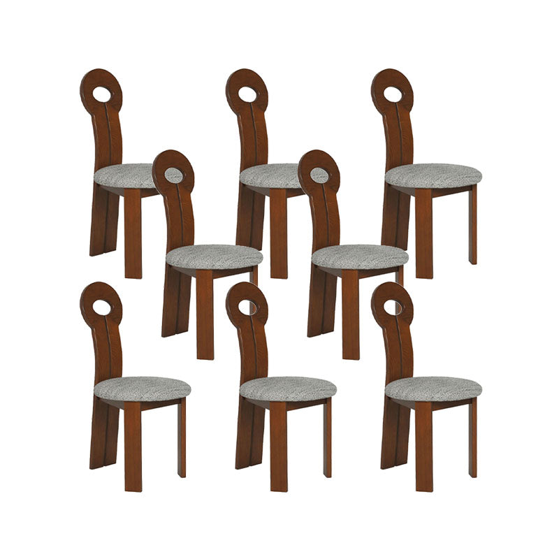 Solid Wood Frame Side Chair Slat Back Side Chair with Linen Upholstered