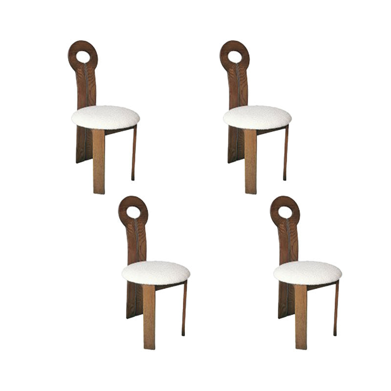 Solid Wood Frame Side Chair Slat Back Side Chair with Linen Upholstered