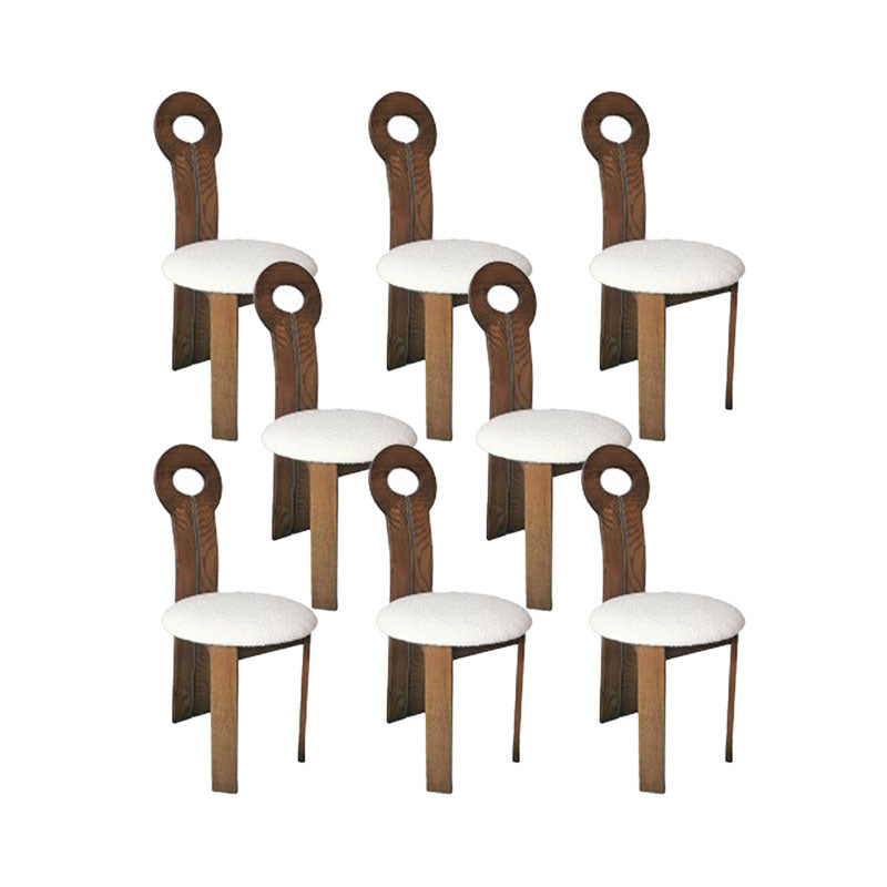 Solid Wood Frame Side Chair Slat Back Side Chair with Linen Upholstered
