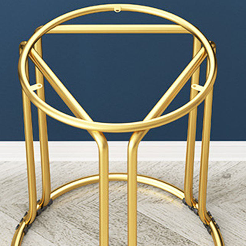 Round Leather Pouf Multi Color Metal Frame Stain Resistant Upholstered Pouf