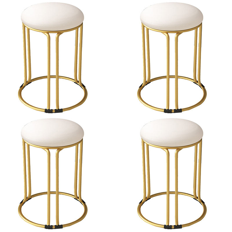 Round Leather Pouf Multi Color Metal Frame Stain Resistant Upholstered Pouf