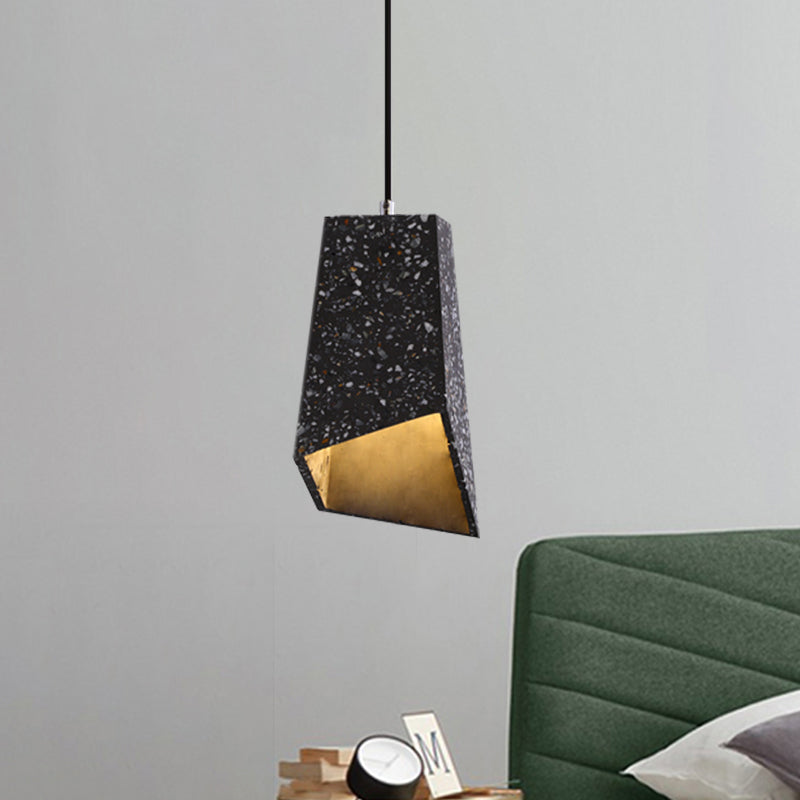 Geometric Hanging Light Fixture Nordic Terrazzo 1 Head White/Black/Red Ceiling Pendant Lamp for Coffee Shop