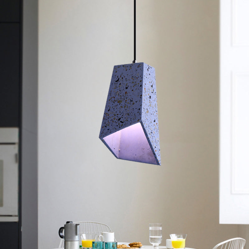 Geometric Hanging Light Fixture Nordic Terrazzo 1 Head White/Black/Red Ceiling Pendant Lamp for Coffee Shop