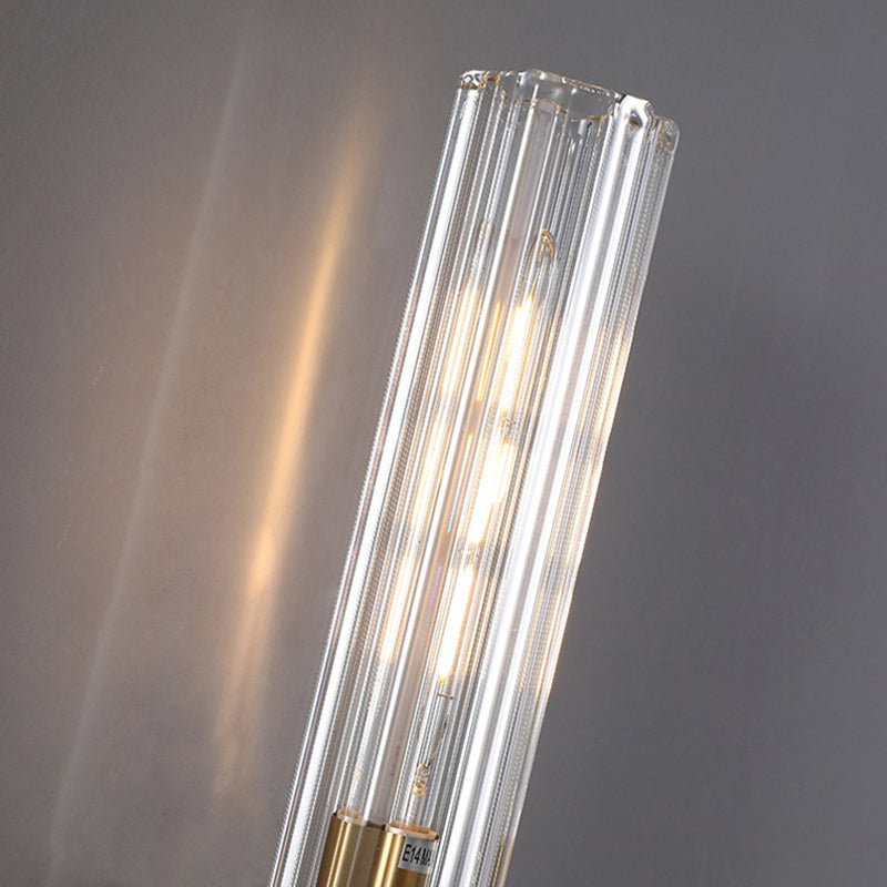 Crystal Cylinder Shape Wall Sconce Modern Style Multi Lights Wall Light Sconce in Brass