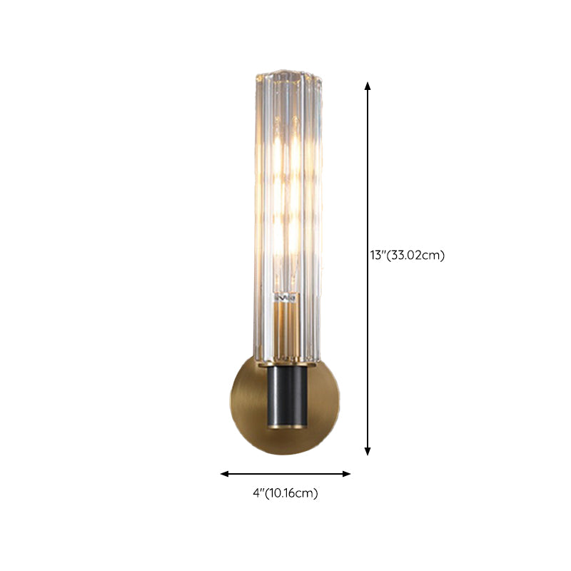 Crystal Cylinder Shape Wall Sconce Modern Style Multi Lights Wall Light Sconce in Brass