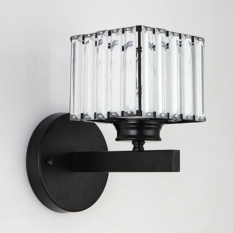 Crystal Geometric Shape Wall Sconce Modern Style 1 Light Wall Light Sconce in Black