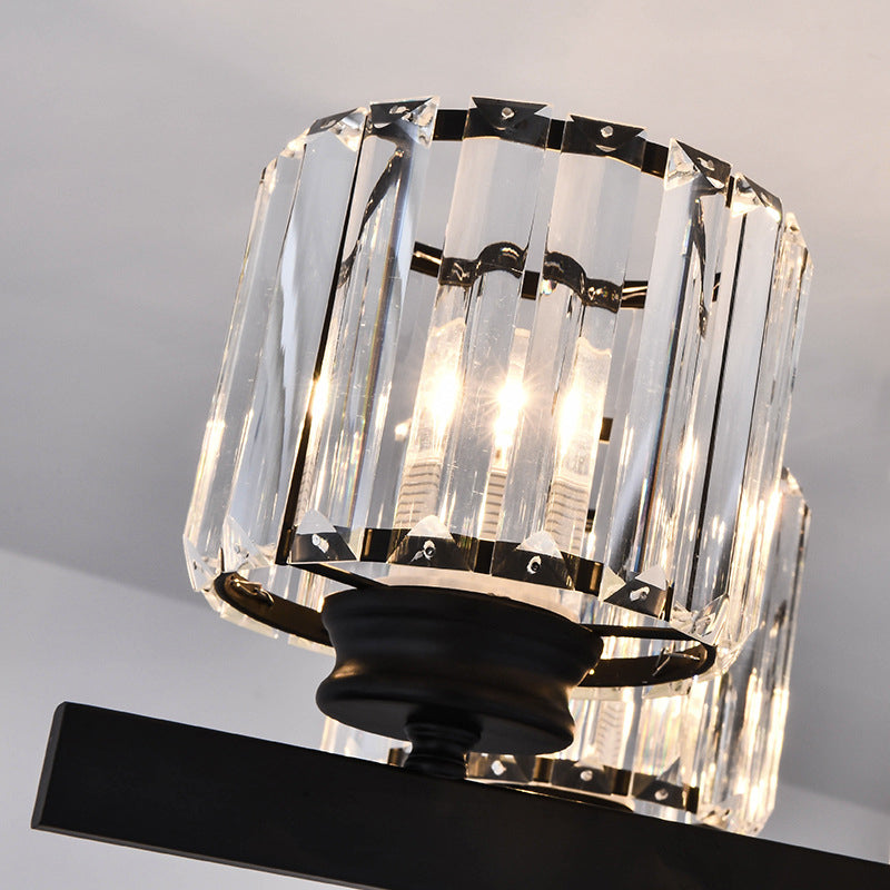 Crystal Geometric Shape Wall Sconce Modern Style 1 Light Wall Light Sconce in Black
