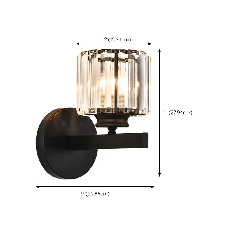 Crystal Geometric Shape Wall Sconce Modern Style 1 Light Wall Light Sconce in Black