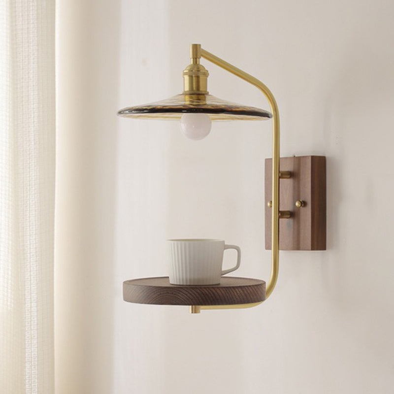 Wood Geometric Shape Wall Sconce Modern Style 1 Light Wall Light Sconce without Cup
