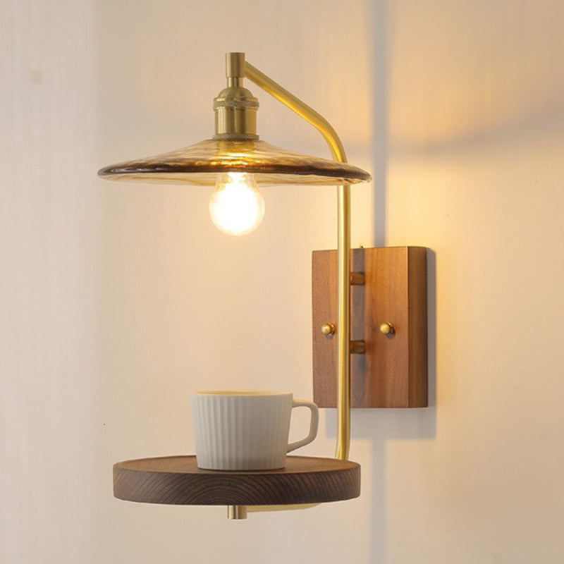 Wood Geometric Shape Wall Sconce Modern Style 1 Light Wall Light Sconce without Cup