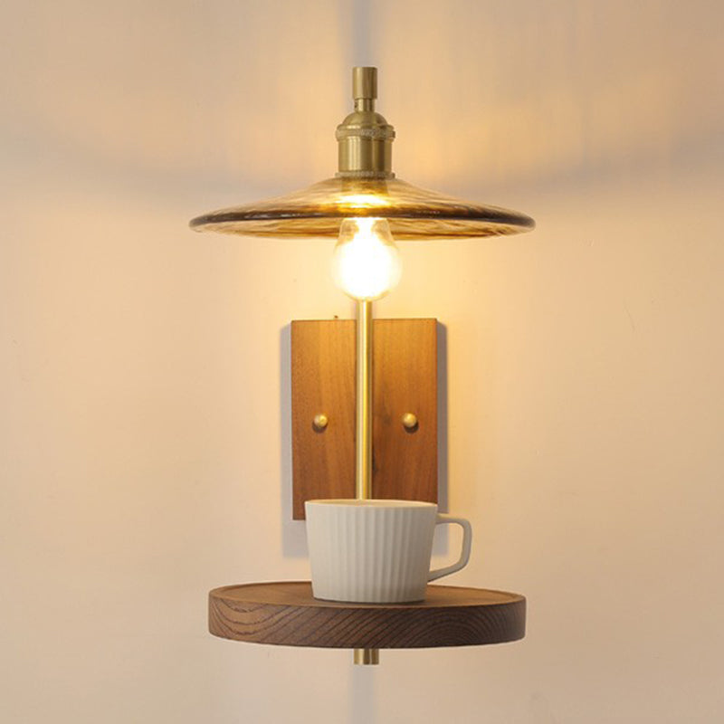 Wood Geometric Shape Wall Sconce Modern Style 1 Light Wall Light Sconce without Cup