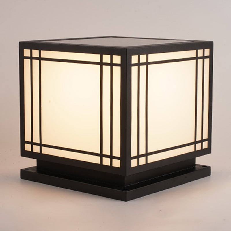Modern Black Solar Pillar Lamp Waterproof Outdoor Light for Garden