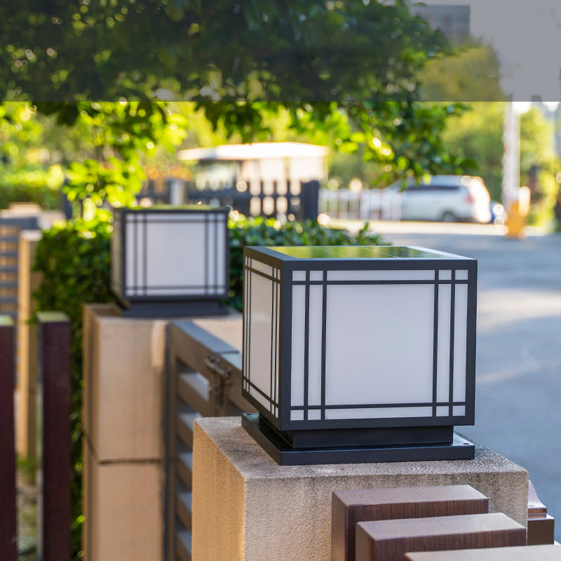 Modern Black Solar Pillar Lamp Waterproof Outdoor Light for Garden