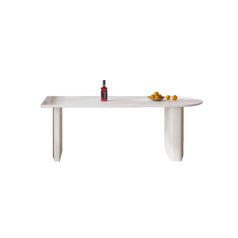Contemporary Free Form Dining Table for Home White Dinette Table with Double Pedestal