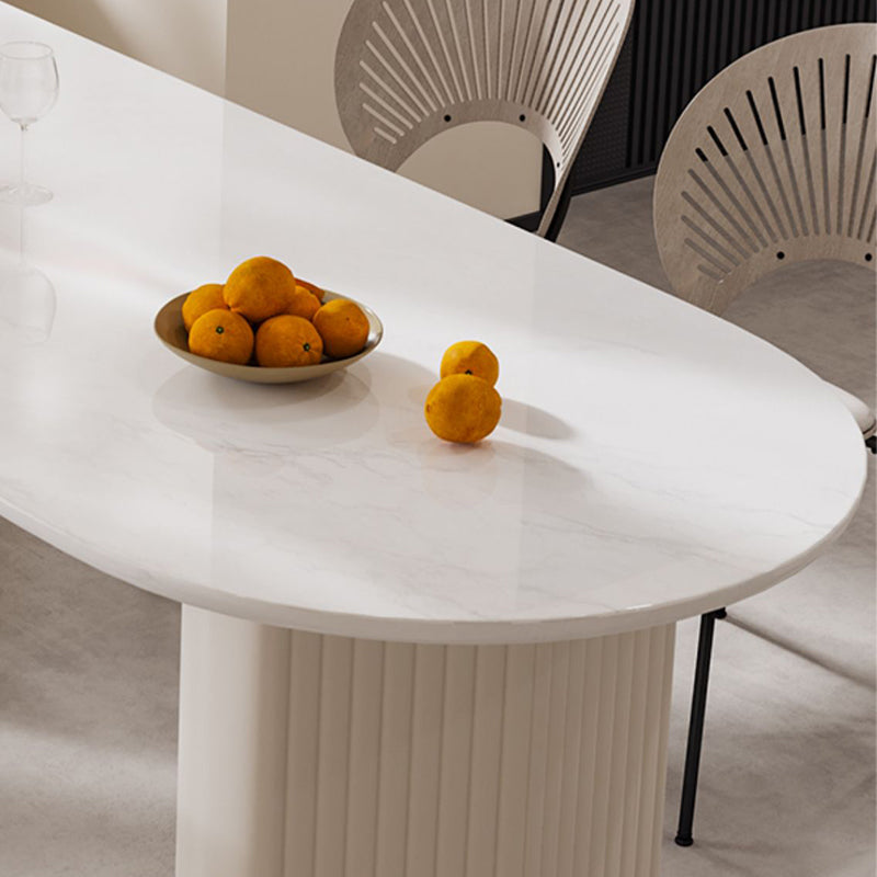 Contemporary Free Form Dining Table for Home White Dinette Table with Double Pedestal
