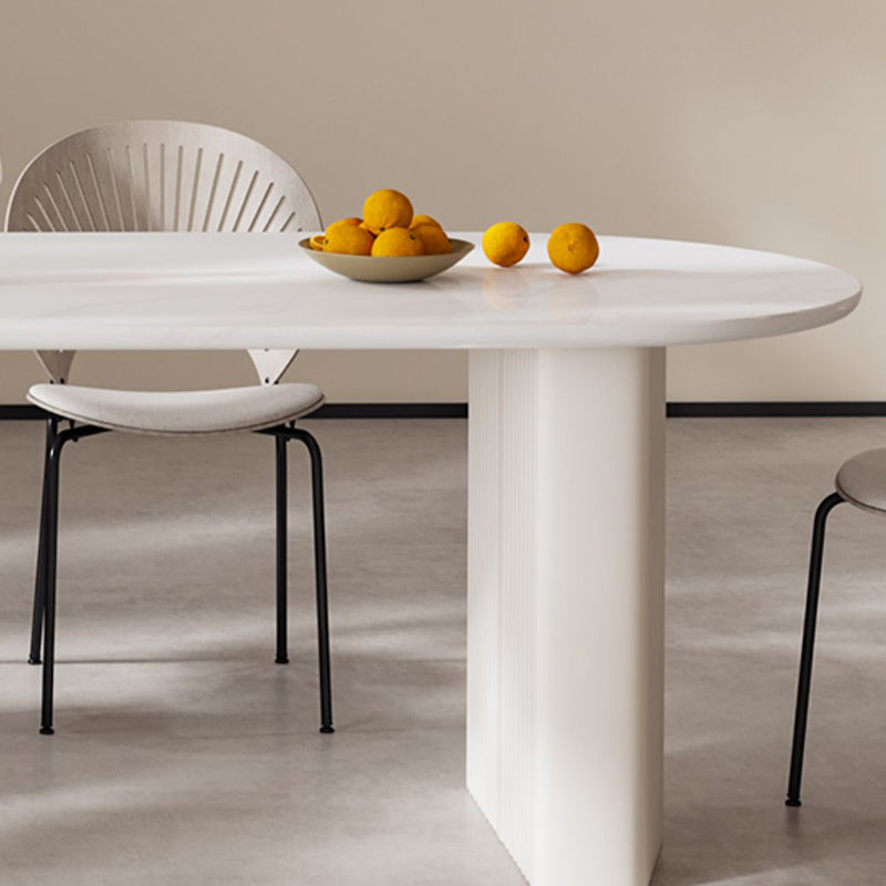 Contemporary Free Form Dining Table for Home White Dinette Table with Double Pedestal