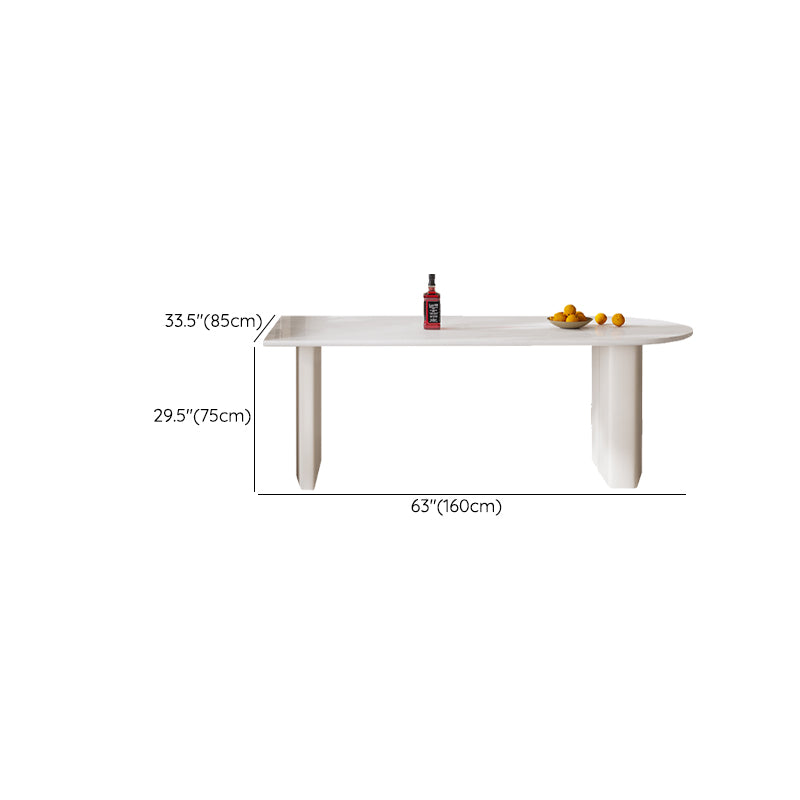 Contemporary Free Form Dining Table for Home White Dinette Table with Double Pedestal