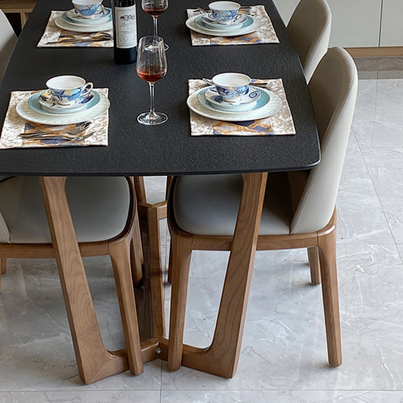 Contemporary Kitchen Dinner Table Stone Trestle Base Dining Table