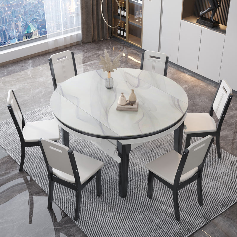 Glossy White Dining Table Set 1/7 Pieces Dinette Set with Chairs