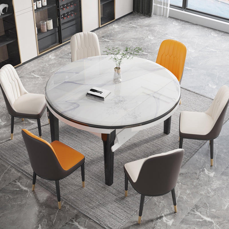 Glossy White Dining Table Set 1/7 Pieces Dinette Set with Chairs