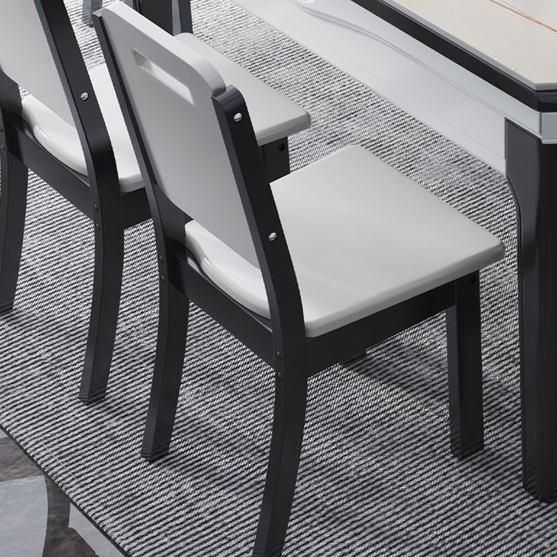 Glossy White Dining Table Set 1/7 Pieces Dinette Set with Chairs