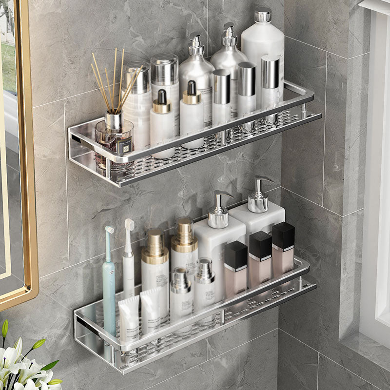 Silver Bathroom Accessory Set Metal 1/2/3 - Piece Bath Shelf