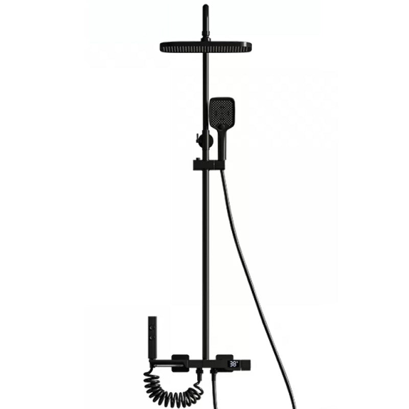 Modern Shower System with Dual Shower Head in Black/White/Gray