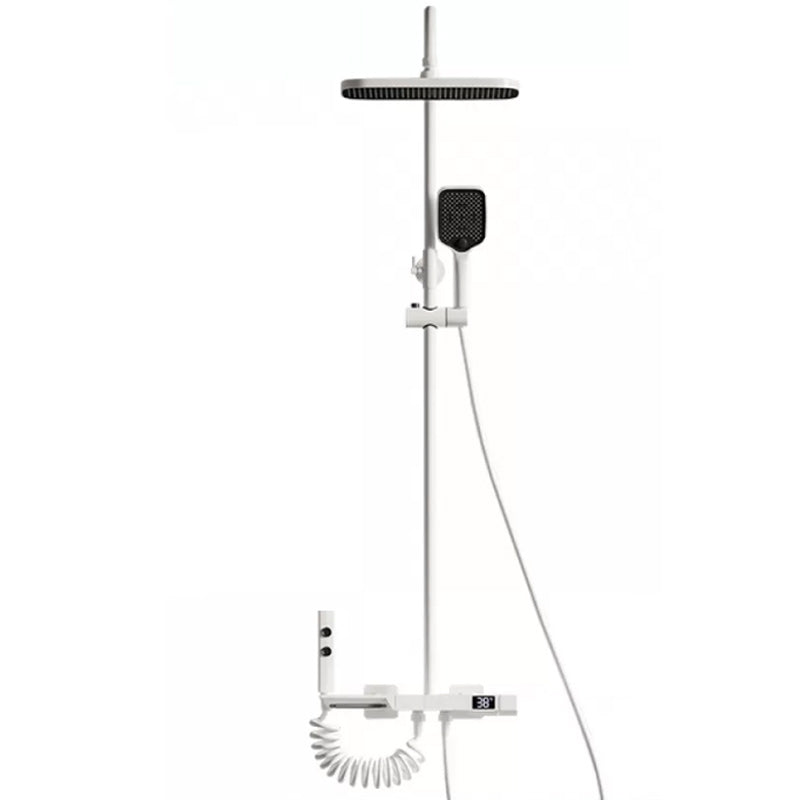 Modern Shower System with Dual Shower Head in Black/White/Gray
