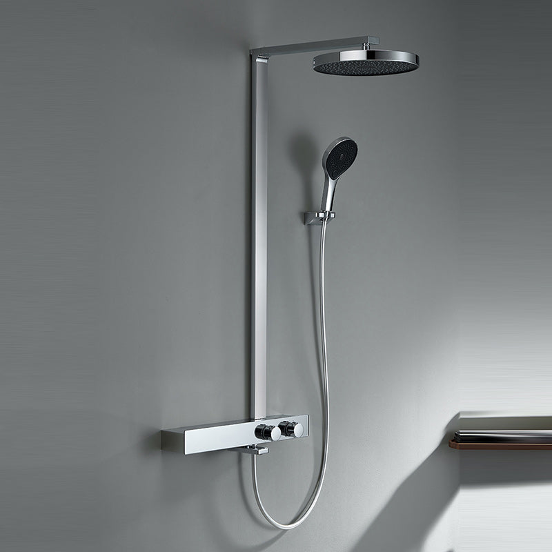 Contemporary Shower Trim with Dual Shower Head in Silver/White/Gray