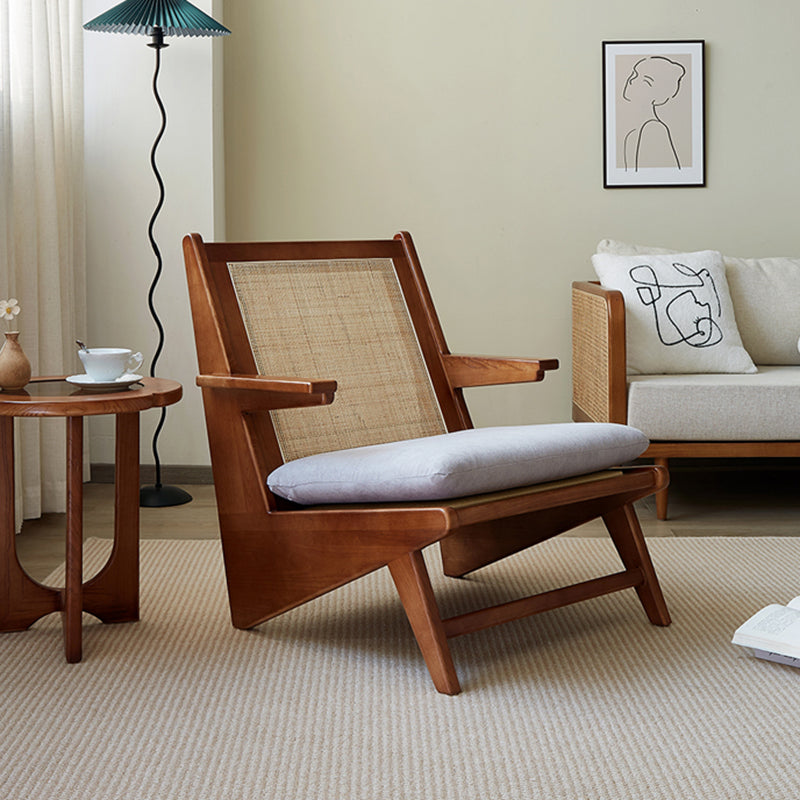 Solid Wood Frame Side Chair Arms Included Lounge Chair for Living Room