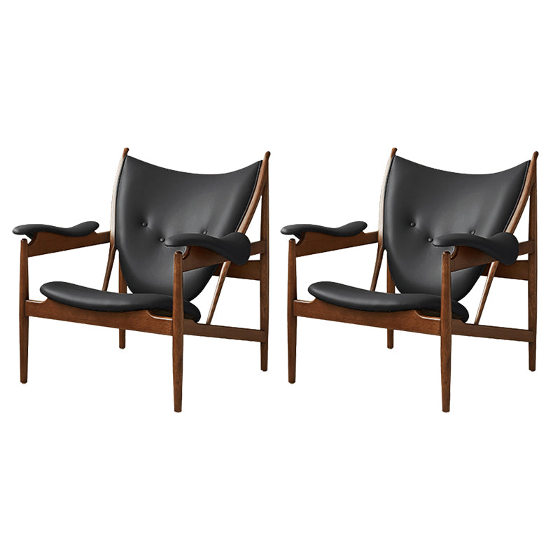Square Arms Side Chair Genuine Leather Lounge Chair for Living Room