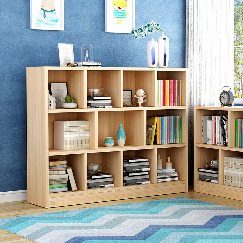 Closed Back Standard Bookshelf Wooden Contemporary Bookcase with Shelves