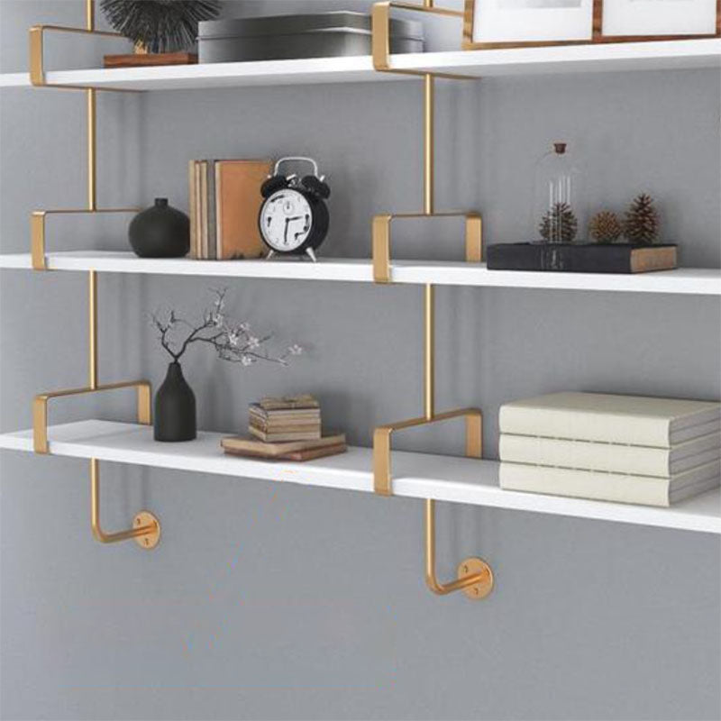 Glam Engineered Wood Bookshelf Floating White Closed Back Bookcase