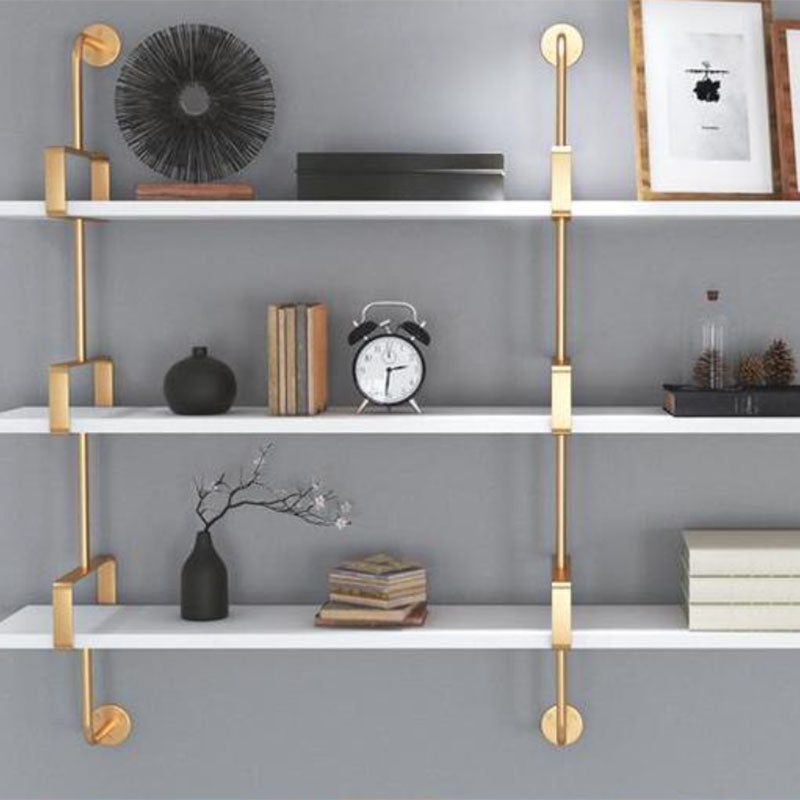 Glam Engineered Wood Bookshelf Floating White Closed Back Bookcase