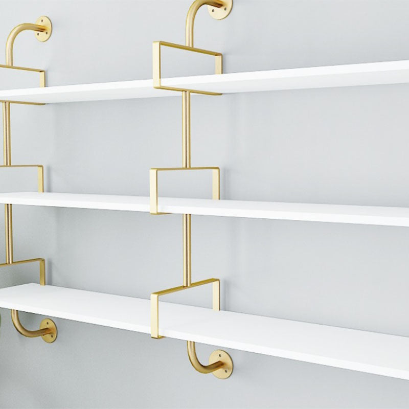 Glam Engineered Wood Bookshelf Floating White Closed Back Bookcase