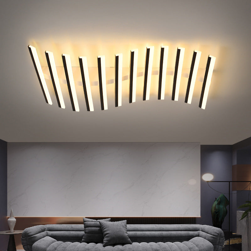 Metal Geometric Flush Mount Fixture Modern Flush Light Fixture in Black