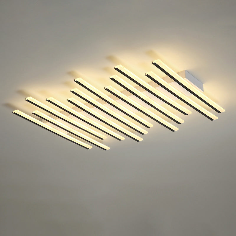 Metal Geometric Flush Mount Fixture Modern Flush Light Fixture in Black