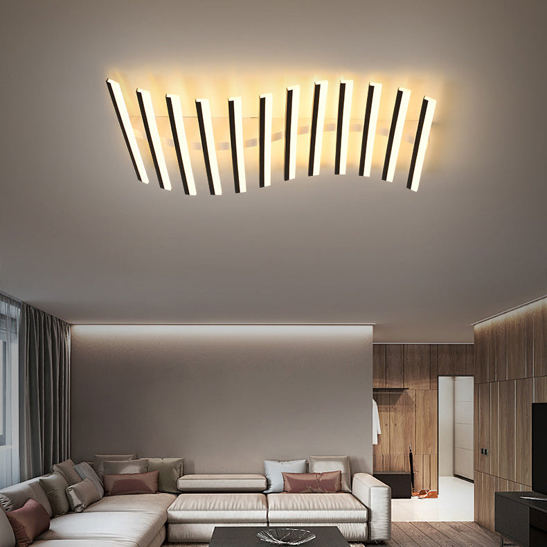 Metal Geometric Flush Mount Fixture Modern Flush Light Fixture in Black
