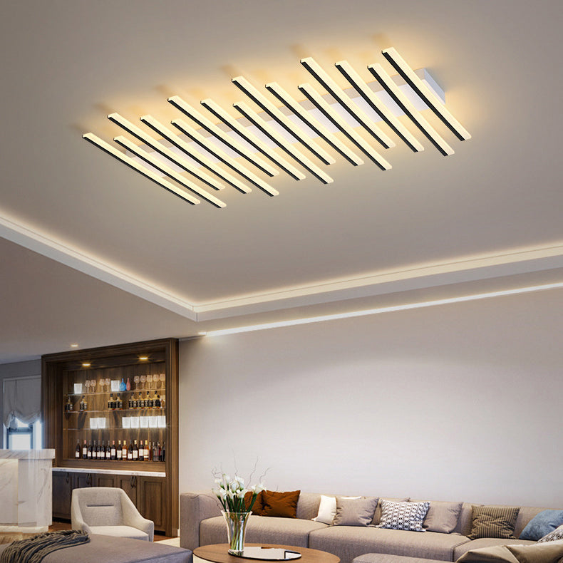 Metal Geometric Flush Mount Fixture Modern Flush Light Fixture in Black