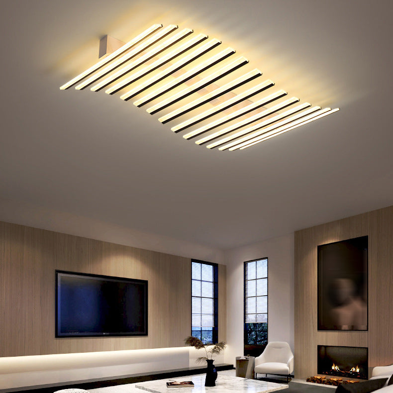 Metal Geometric Flush Mount Fixture Modern Flush Light Fixture in Black