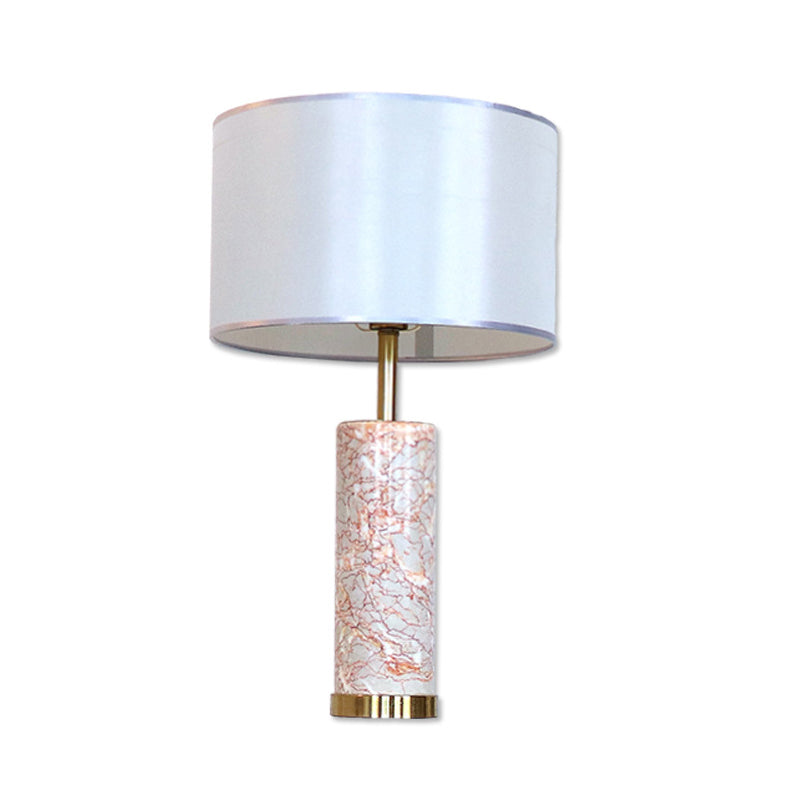 Tissu tambour table lumière moderne 1 tête lampe de nuit blanche avec tube Agate Base de marbre rouge