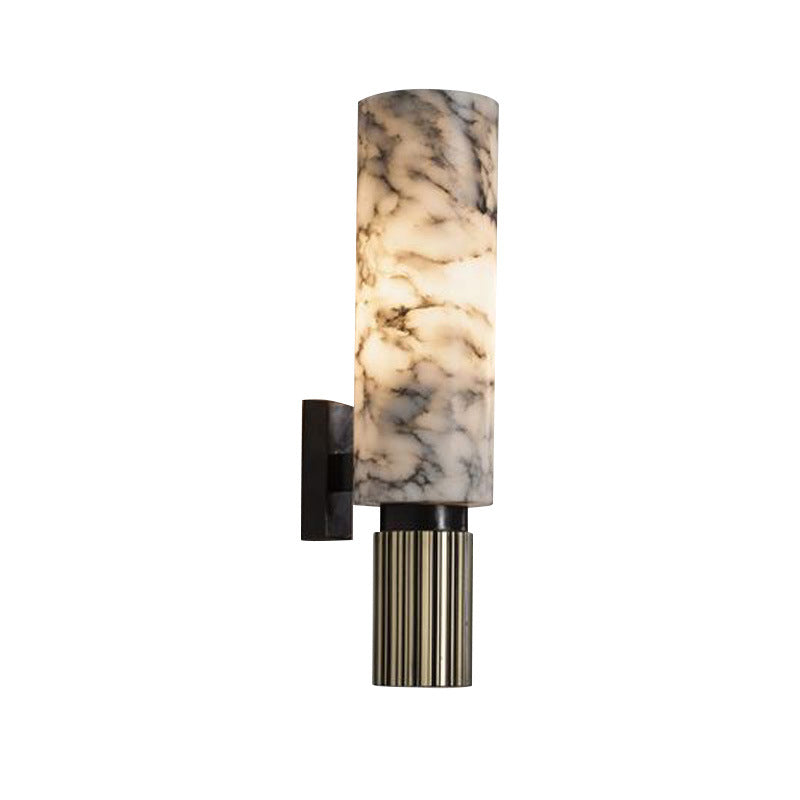 Cylinder Coffee House Wall Sconce Light Dolomite 1 Light Modernist Wall Mount Lamp in Black